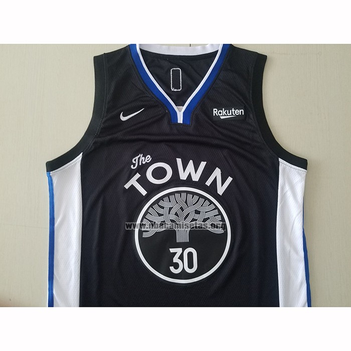 Camiseta Golden State Warriors Stephen Curry NO 30 Ciudad Negro